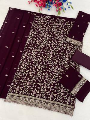 Plum faux georgette embroidered farshi salwar set 2