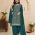 Teal faux georgette embroidered farshi salwar set