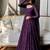 Purple georgette embroidered flared gown set