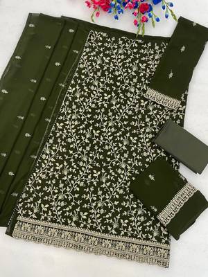 Dark green faux georgette embroidered farshi salwar set 2