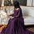 Purple georgette embroidered flared gown set
