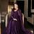 Purple georgette embroidered flared gown set