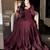 Maroon georgette embroidered flared gown set
