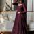 Maroon georgette embroidered flared gown set