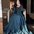 Teal georgette embroidered flared gown set