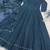 Teal georgette embroidered flared gown set