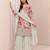 White silk blend embroidered sharara set