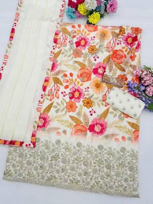 White silk blend embroidered sharara set 2
