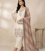 Beige georgette embroidered palazzo set