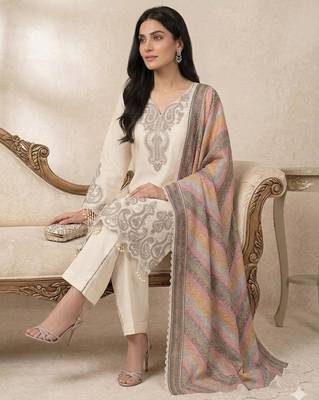 Beige georgette embroidered palazzo set 2