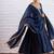 Navy blue silk blend beads anarkali set