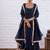 Navy blue silk blend beads anarkali set