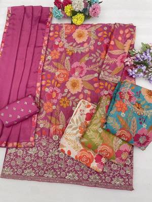 Magenta silk blend embroidered sharara set 2