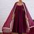 Plum silk blend beads anarkali set