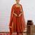Orange silk blend beads anarkali set
