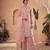 Peach silk blend embroidered palazzo set