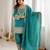 Teal green silk blend embroidered farshi salwar set