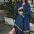Dark blue silk blend lace anarkali set