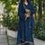 Dark blue silk blend lace anarkali set