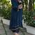 Dark blue silk blend lace anarkali set