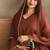 Brown silk blend lace anarkali set