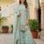 Sea green faux georgette embroidered sharara set