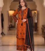 Orange silk blend embroidered palazzo set