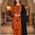 Orange silk blend embroidered palazzo set
