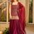 Red faux georgette embroidered palazzo set