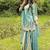 Sea green silk blend embroidered palazzo set