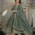 Grey silk blend embroidered anarkali set