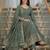 Grey silk blend embroidered anarkali set
