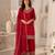 Red silk blend embroidered palazzo set