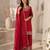 Red silk blend embroidered palazzo set