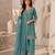 Teal silk blend embroidered salwar kameez