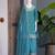 Teal silk blend embroidered salwar kameez