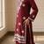 Maroon rayon embroidered kurta set
