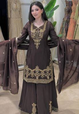 Black crepe embroidered sharara set 3