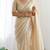 New trendy latest  cream shimmer saree with matching embroidered blouse
