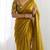New trendy latest  gold shimmer saree with matching embroidered blouse