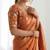 New trendy latest  orange shimmer saree with matching embroidered blouse