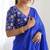 New trendy latest  royal blue shimmer saree with matching embroidered blouse