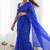 New trendy latest  royal blue shimmer saree with matching embroidered blouse