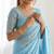 New trendy latest  sky blue shimmer saree with matching embroidered blouse