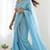 New trendy latest  sky blue shimmer saree with matching embroidered blouse