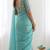 New trendy latest  turquoise shimmer saree with matching embroidered blouse