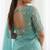 New trendy latest  turquoise shimmer saree with matching embroidered blouse
