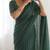 New trendy elegant dark bottle green solid saree with embellished blouse