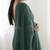 New trendy elegant dark bottle green solid saree with embellished blouse