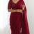 New trendy elegant blood red solid saree with embellished blouse